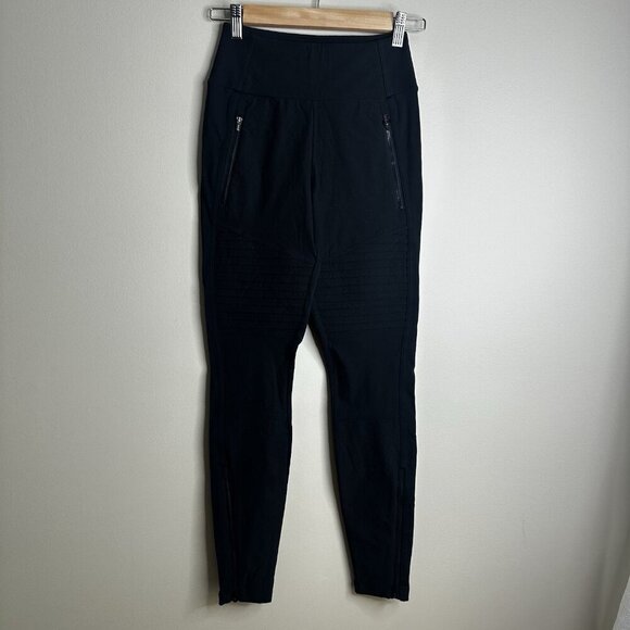 Athleta Headlands Hybrid Moto Tight Black Size 0 Stretch Workout Pant Women EUC - Picture 1 of 12